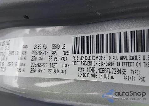 2015 Jeep Cherokee Latitude z USA, uszkodzony, nr VIN 1C4PJMCB6FW733465